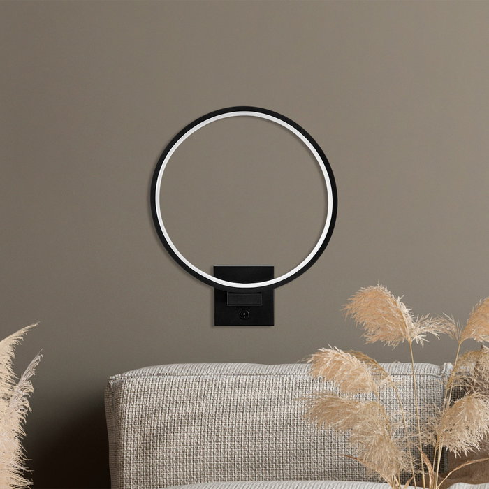 Opviq Halka - 13309 Lámpara de Pared Negra de Metal con LED Opviq Halka - 13309 Lámpara de Pared Negra de Metal con LED